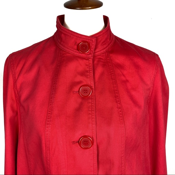 Jones New York Sport Stretch Button Front Blazer Red Cotton Medium - Picture 3 of 8